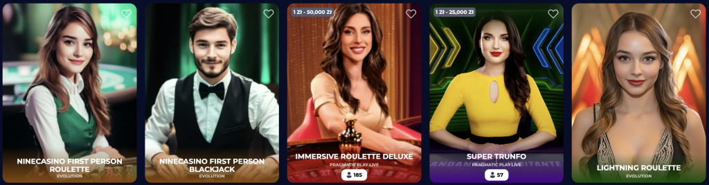 Jeux en direct Nine Casino